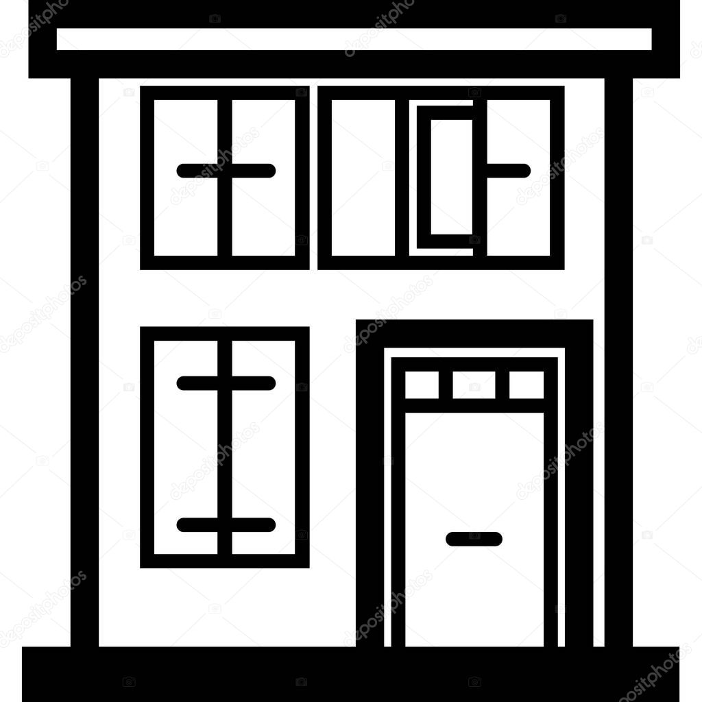 Vector Icon of a modern italian house near water in line art style. Pixel perfect. Travel and tourism, visit Italy 
