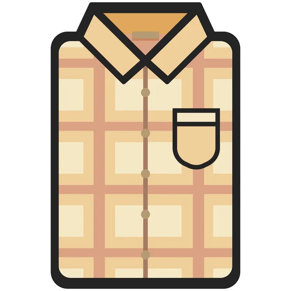 Vector ikonen av en modern beige skjorta med pläd för män eller kvinna i platt stil. Pixel perfekt. Bussiness och office look. För butiker och varuhus — Stock vektor