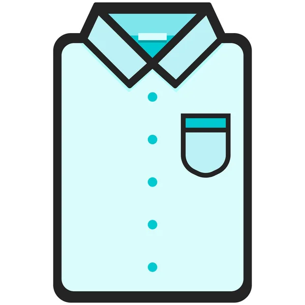 Ícone de vetor de uma camisa azul clássica para homens ou mulheres em estilo plano. Pixel perfeito. Bussiness e olhar de escritório. Para lojas e lojas — Vetor de Stock