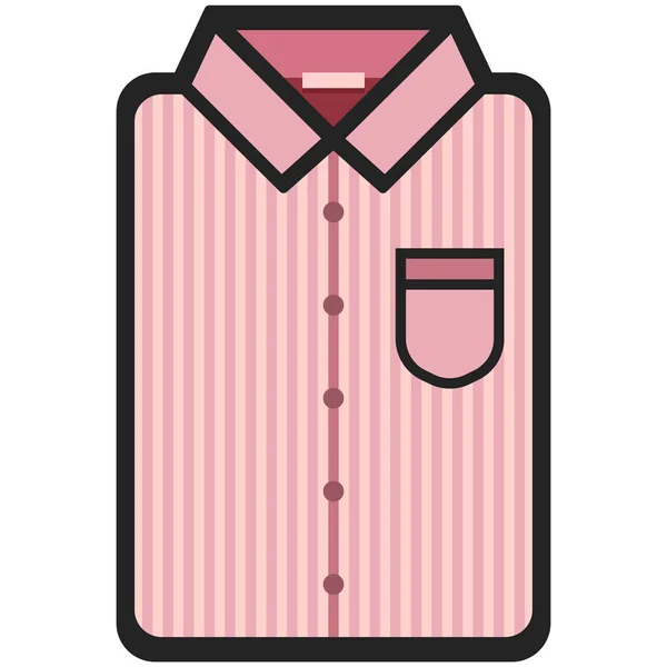 Ícone vetorial de uma camisa rosa moderna com listras escuras para homens ou mulheres em estilo plano. Pixel perfeito. Bussiness e olhar de escritório. Para lojas e lojas —  Vetores de Stock