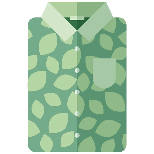Ícone de vetor de uma camisa moderna verde com folhas de homens ou mulheres no estilo chato sem linhas. Pixel perfeito. Bussiness e olhar de escritório. Para lojas e lojas —  Vetores de Stock
