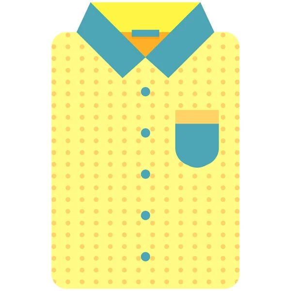 Vektor-Symbol eines modernen gelben Hemdes mit Punkten für Männer oder Frauen in flachem Stil ohne Linien. Pixel perfekt. Business- und Office-Look. für Geschäfte und Geschäfte — Stockvektor