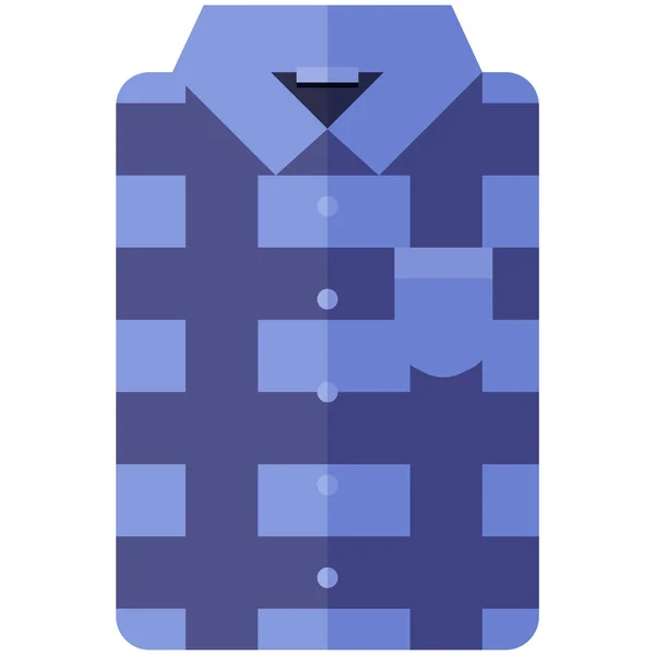 Ícone de vetor de uma camisa azul escura moderna com xadrez para homens ou mulheres em estilo plano sem linhas. Pixel perfeito. Bussiness e olhar de escritório. Para lojas e lojas —  Vetores de Stock