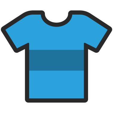 Erkek ya da kadın ile anahat düz stilde için büyük çizgili mavi bir t-shirt vektör simgesi. Piksel mükemmel. İş ve office bak. Dükkanlar ve mağazaları için 