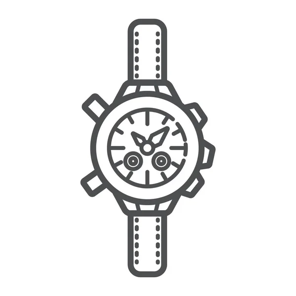 现代线艺术风格的旅游手手表。旅游者和旅游者的属性。森林设备为时间和航海。矢量插图 — 图库矢量图片