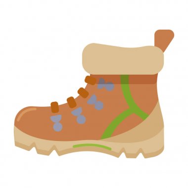Turistler boots konfor seyahat ve anahat olmadan modern düz stil'da yürüyüş için. Seyahat ve Turizm özniteliğidir. Zaman ve gezinti için orman donatım. Vektör çizim