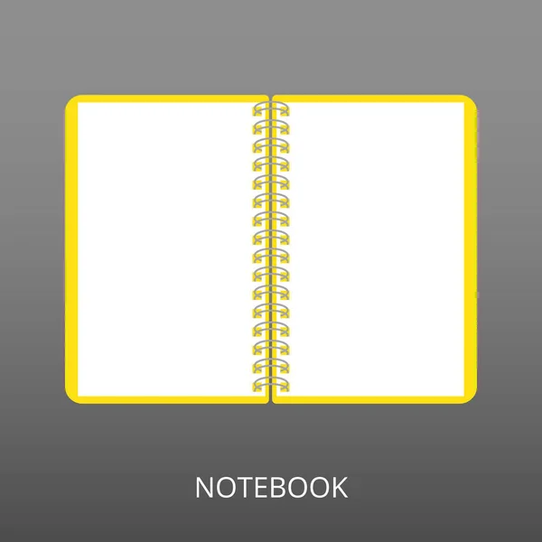 Cuaderno Realista Abierto Sobre Fondo Gris Icono Plano Ilustración Vectorial — Vector de stock