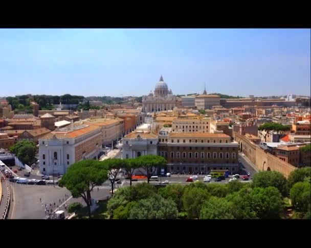 圣伯多禄大教堂梵蒂冈城国的全景视图 — 图库视频影像