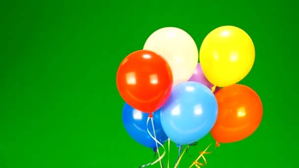 Globos Voladores Pantalla Verde — Vídeos de Stock