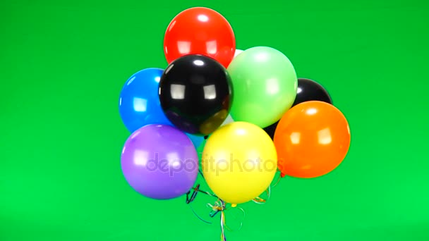 Globos Voladores Pantalla Verde — Vídeos de Stock