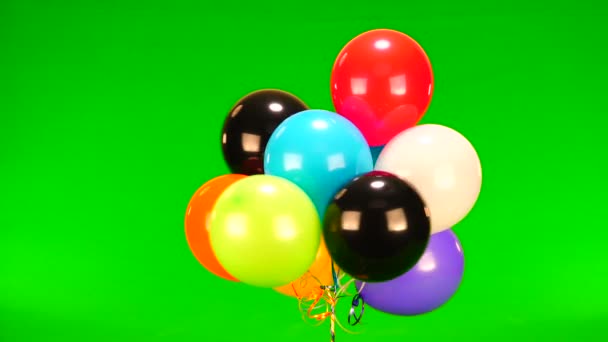 Vliegende Ballonnen Groen Scherm — Stockvideo