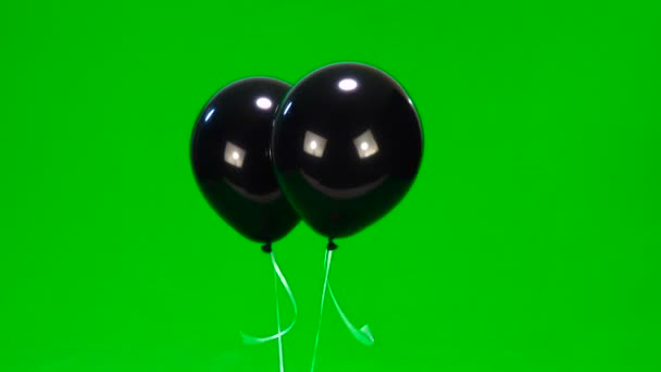 Dos Globo Negro Alegre Con Ojos Una Sonrisa Verde — Vídeo de stock