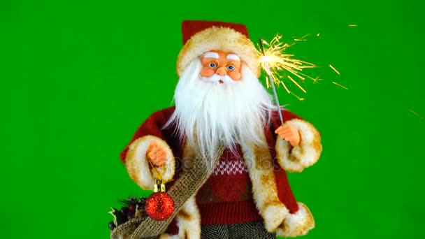 Weihnachtsmann Mit Wunderkerze — Stockvideo