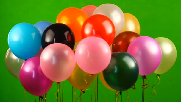 Vliegende Ballonnen Groen Scherm — Stockvideo