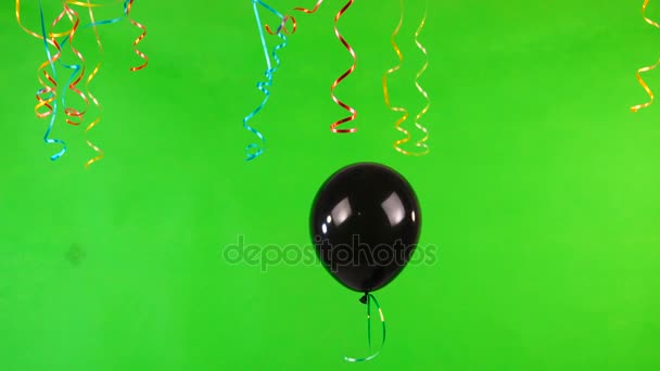 Palloncino Volante Nero Sullo Schermo Verde — Video Stock