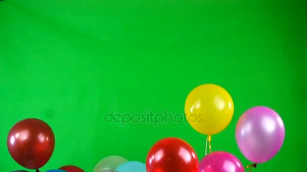 Globos Voladores Pantalla Verde — Vídeos de Stock