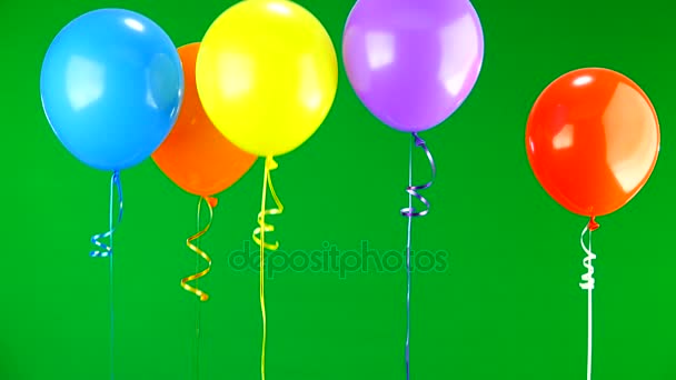 在绿色屏幕上飞行气球 — 图库视频影像