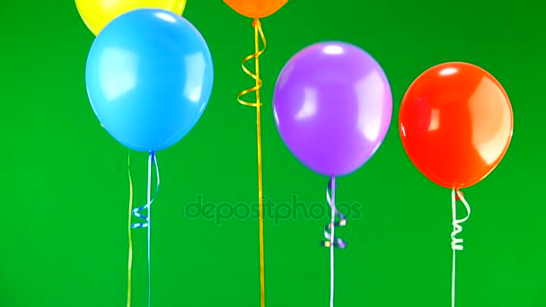 Globos Voladores Pantalla Verde — Vídeos de Stock