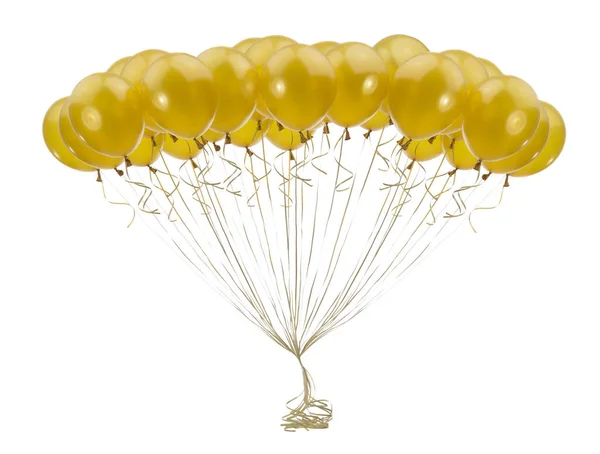 Balões dourados em um branco — Fotografia de Stock