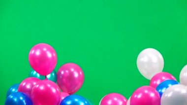renk balonlar yeşil ekranda sinek