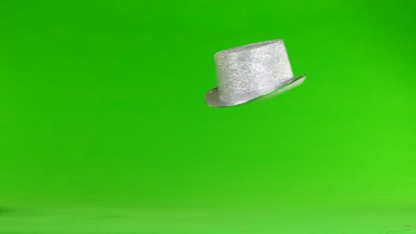 Hat Flies Green Screen — Stock Video
