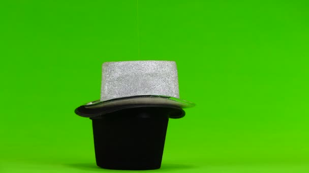 Conejo Sombreros Cadera Una Pantalla Verde — Vídeos de Stock