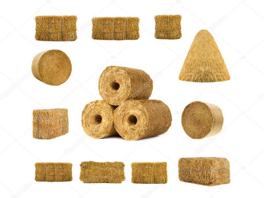 fuel briquettes of straw  isolated on a white