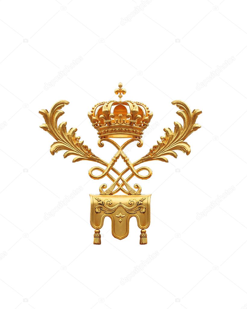 Isolated golden crown  to Versailles castle.