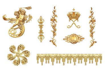 Versailles kale izole altın kapı. Fransa.