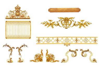 Versailles kale izole altın kapı. Fransa.