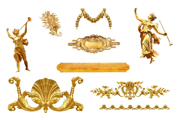 Zlaté detaily z Francie izolované na bílém pozadí. — Stock fotografie