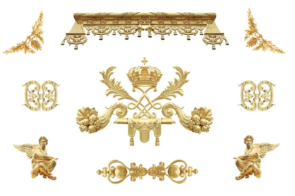 Izolované zlaté detaily hradu Versailles. Francie — Stock fotografie