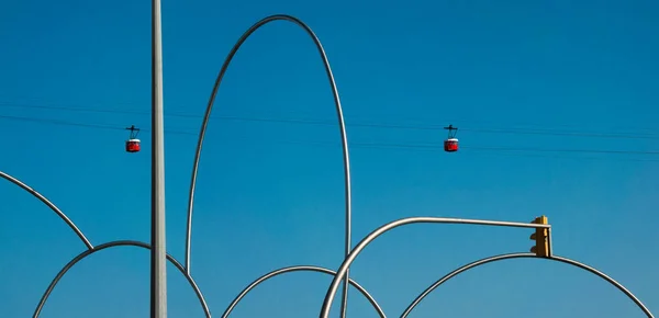 Montjuic's Teleferic cable car in Barcelona, Catalonia, Spain ag — ストック写真