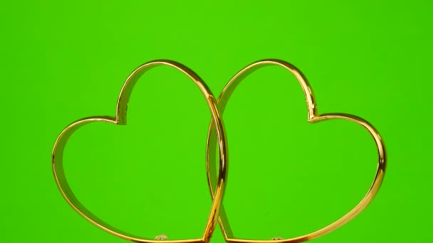 Καρδιά Σύμβολο Της Αγάπης Περιστρέφεται Μια Πράσινη Οθόνη — Αρχείο Βίντεο