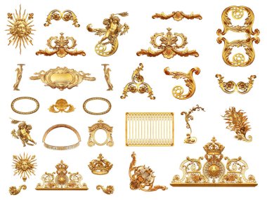 Versailles Sarayı 'nın altın izole edilmiş ayrıntıları. Fransa