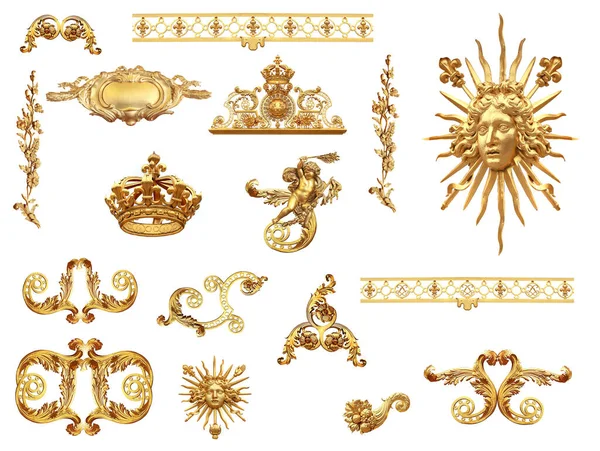 凡尔赛宫栅栏的黄金隔离细节 — 图库照片