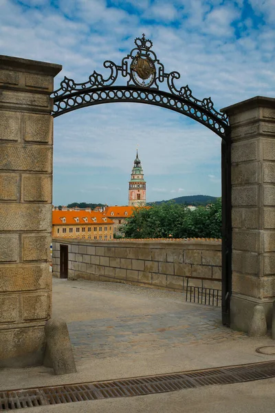 View Famous Tower Historic Town Cesky Krumlov Unesco Heritage Czech — Stock Photo, Image