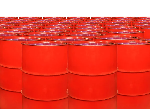 Barriles Metal Rojo Aislados Sobre Fondo Blanco —  Fotos de Stock