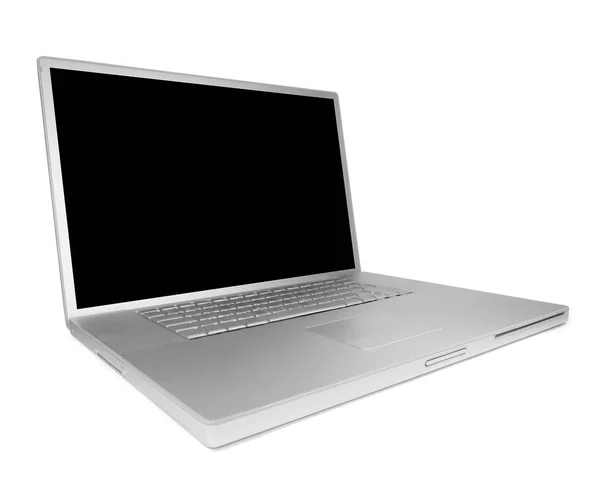 银的笔记本电脑，白色上孤立 — 图库照片