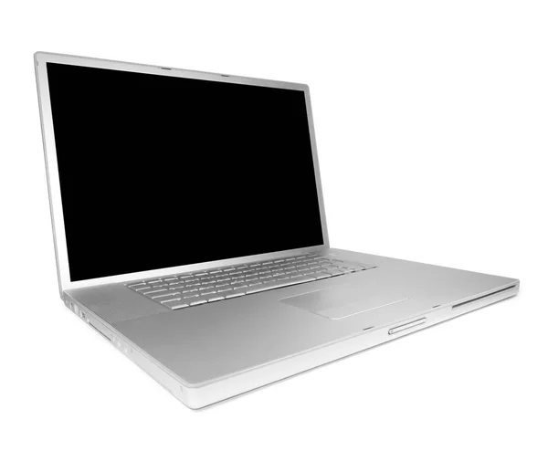 Zilveren laptop, geïsoleerd op wit — Stockfoto