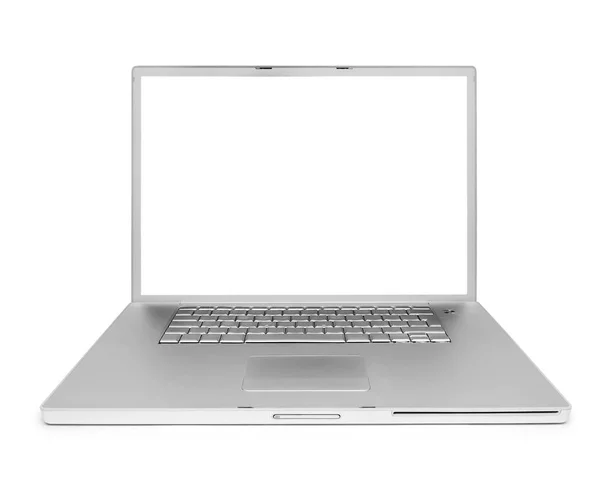 银的笔记本电脑，白色上孤立 — 图库照片