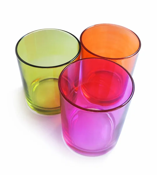 Prázdné barevné sklenice — Stock fotografie