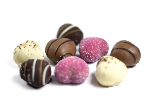 Heart shaped chocolates or sweets — Stock Photo, Image