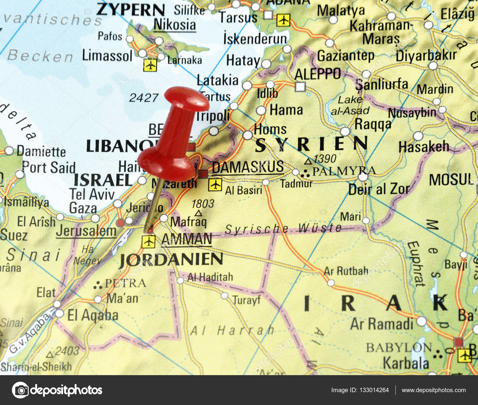 karta jordan Karta över Jordanien med PIN kod på Amman — Stockfotografi  karta jordan