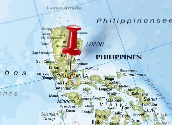 Philippines with pin set on Manila