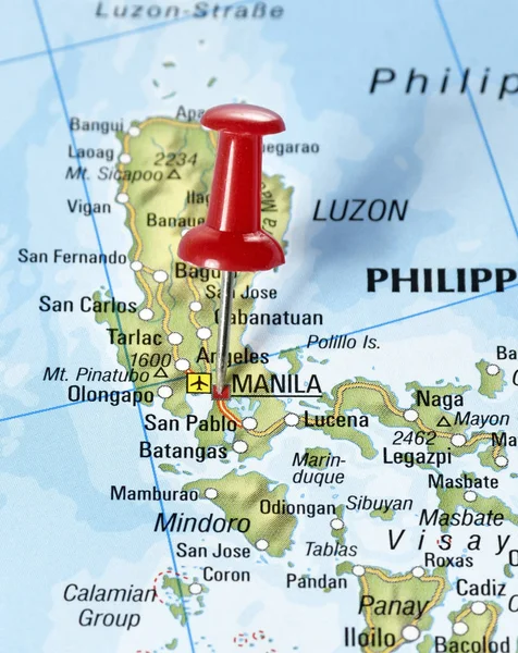 Philippines with pin set on Manila