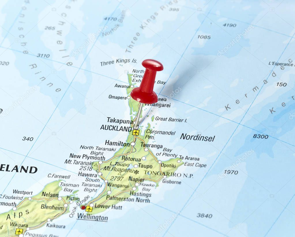 Pin a Auckland, Új-Zéland Térkép — Stock Fotó © Eivaisla ...