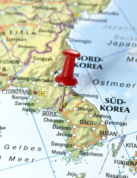North Korea with pin set on Seoul