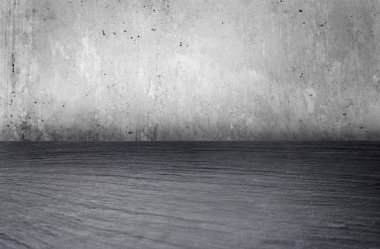 Beton duvar ve siyah zemin zemin