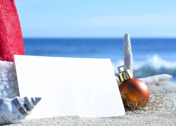 Boże Narodzenie z życzeniami na plaży — Zdjęcie stockowe